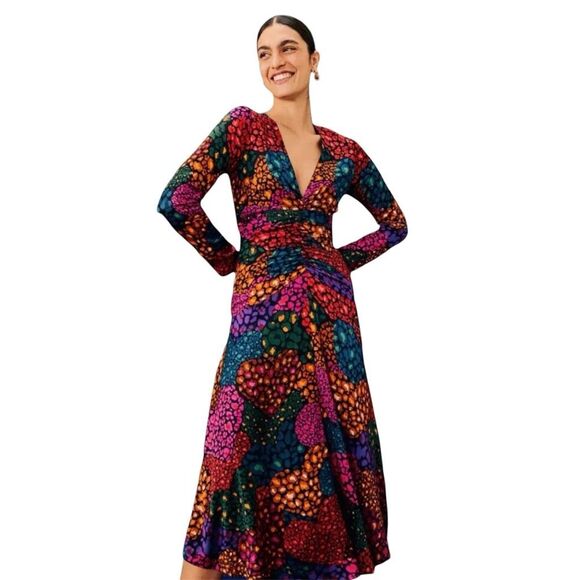 Farm Rio Rainbow Hearts Midi Dress NWT Size Small - Picture 1 of 16